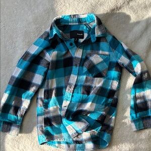 Hurley Kids Turquoise Plaid Button Down Shirt